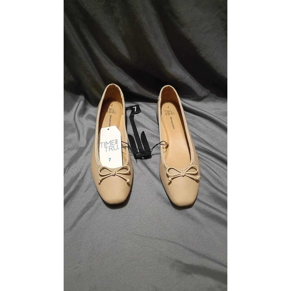 Time And Thru Womens Faux Leather Ballet Flats Size 7